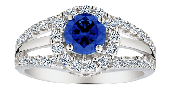 Created Blue & White Sapphire "Regal" Ring, Silver.....................NOW