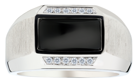Onyx and .15 Carat of Diamonds Gentleman's Ring, Silver.....................NOW
