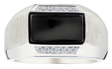 Onyx and .15 Carat of Diamonds Gentleman's Ring, Silver.....................NOW