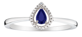 Genuine Blue Sapphire & Diamonds Halo Ring, Silver.....................NOW