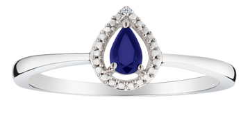 Genuine Blue Sapphire & Diamonds Halo Ring, Silver.....................NOW