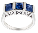 2.00 Carat of Blue Sapphire "Mom" Past, Present, Future Ring, Silver.....................NOW-2