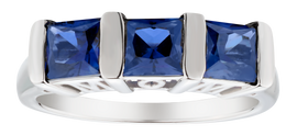 2.00 Carat of Blue Sapphire "Mom" Past, Present, Future Ring, Silver.....................NOW