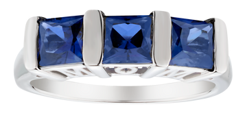 2.00 Carat of Blue Sapphire "Mom" Past, Present, Future Ring, Silver.....................NOW