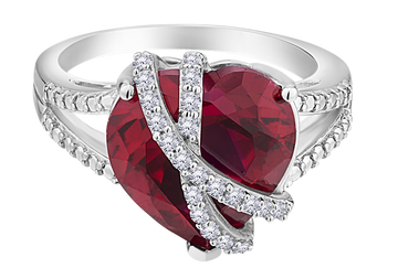 Created Ruby and White Sapphire Heart Shape Ring, Silver.....................NOW