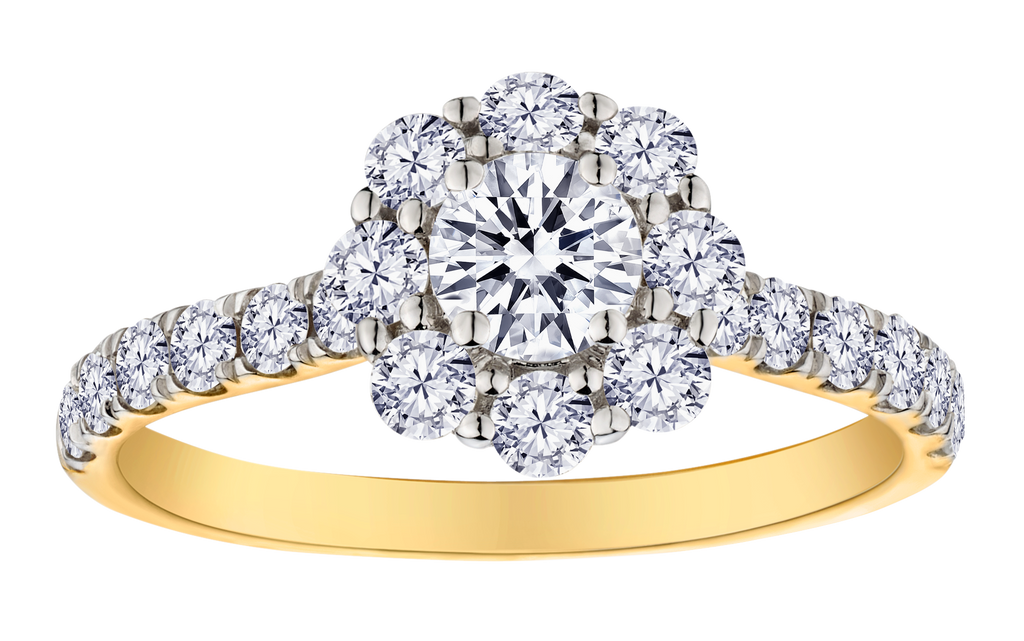 1.25 Carat of Lab Grown Diamonds Halo Engagement Ring, 10kt Two Tone Gold.....................NOW