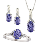 Genuine Tanzanite and Diamonds Set, 10kt White Gold.....................NOW-1