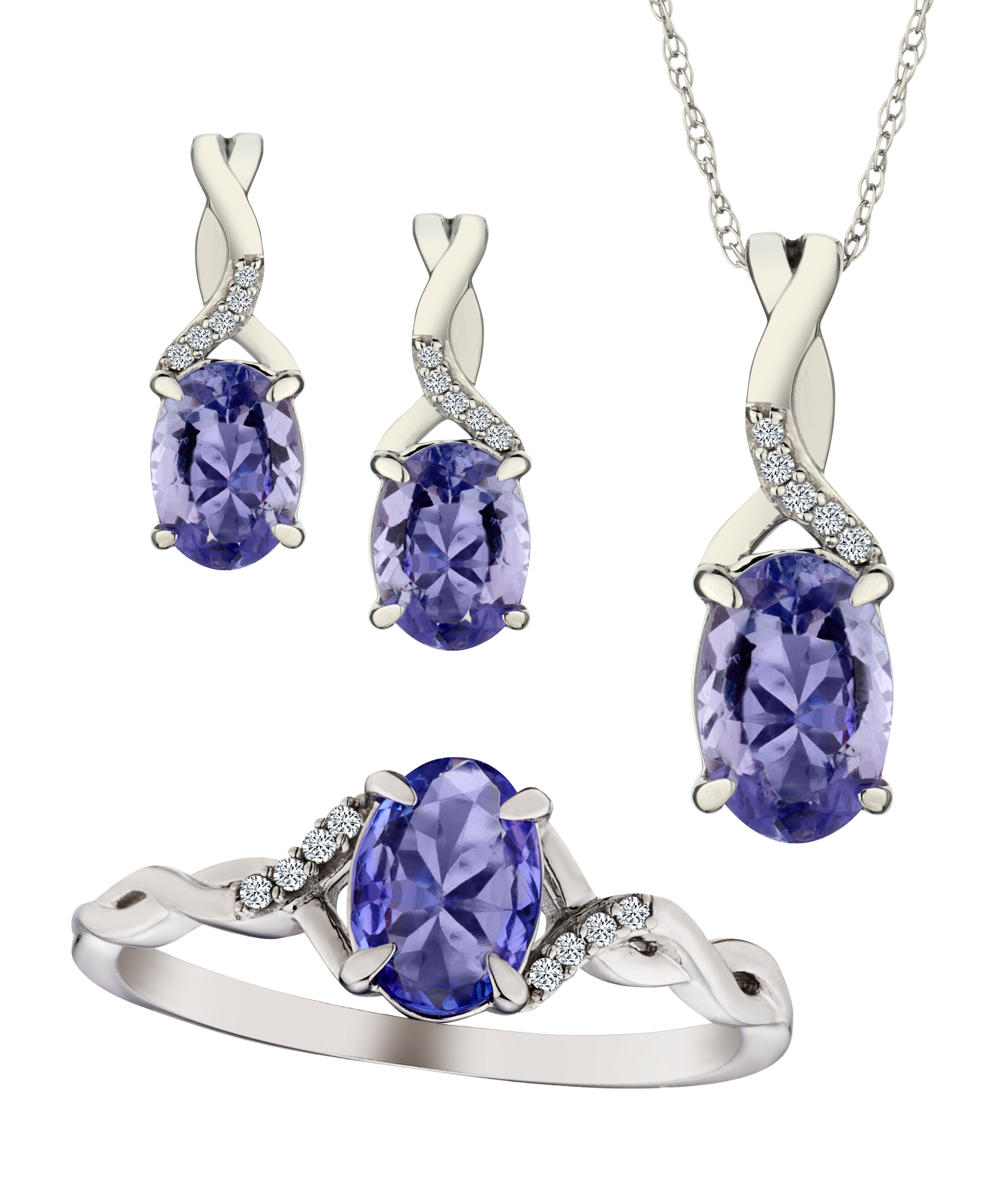 2.47 Carats of Genuine Tanzanite and Diamonds Set, 10kt White Gold.....................NOW