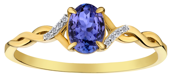 Genuine Tanzanite and Diamonds Set, 10kt Yellow Gold.....................NOW