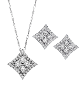 1.00 Carat of Diamonds Earrings & Pendant Set, 10kt White Gold.....................NOW