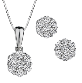 1.25 Carats of Diamonds "Flower" Pendant & Earrings Set, 10kt White Gold.....................NOW
