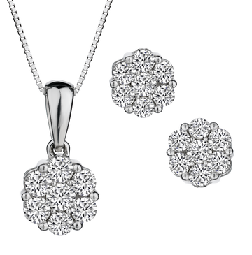 1.25 Carats of Diamonds "Flower" Pendant & Earrings Set, 10kt White Gold.....................NOW