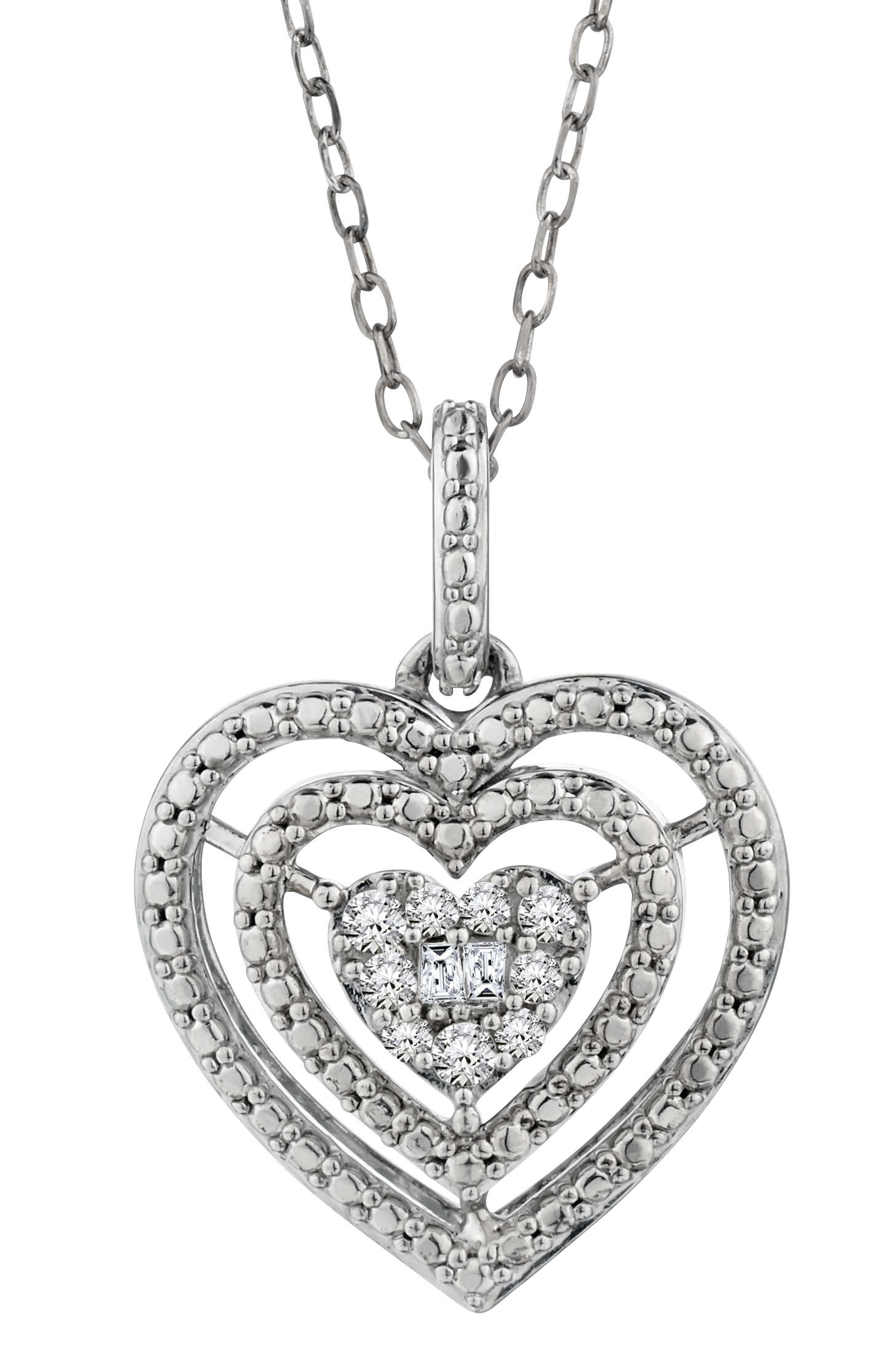 .33 Carat of Diamonds Heart Earrings and Pendant Set, Sterling Silver.....................NOW-1