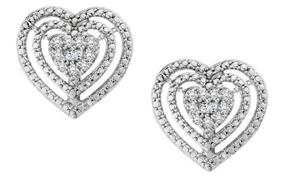 .33 Carat of Diamonds Heart Earrings and Pendant Set, Silver.....................NOW