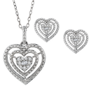 .33 Carat of Diamonds Heart Earrings and Pendant Set, Silver.....................NOW-1