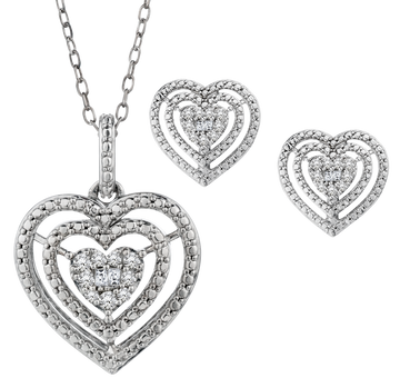 .33 Carat of Diamonds Heart Earrings and Pendant Set, Silver.....................NOW