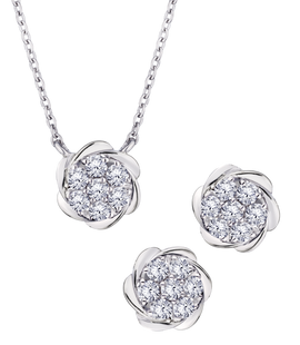 1.15 Carat Of Lab Grown Diamonds "Flower" Set, Silver.....................NOW