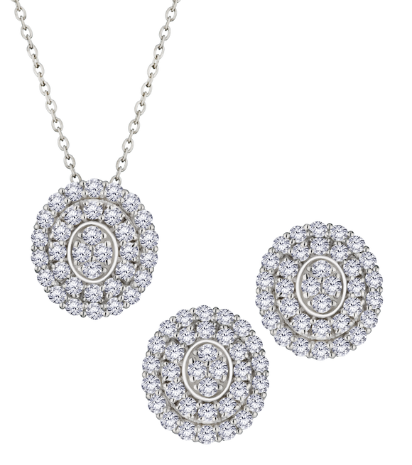 3.00 Carat Of Lab Grown Diamonds Set, Silver