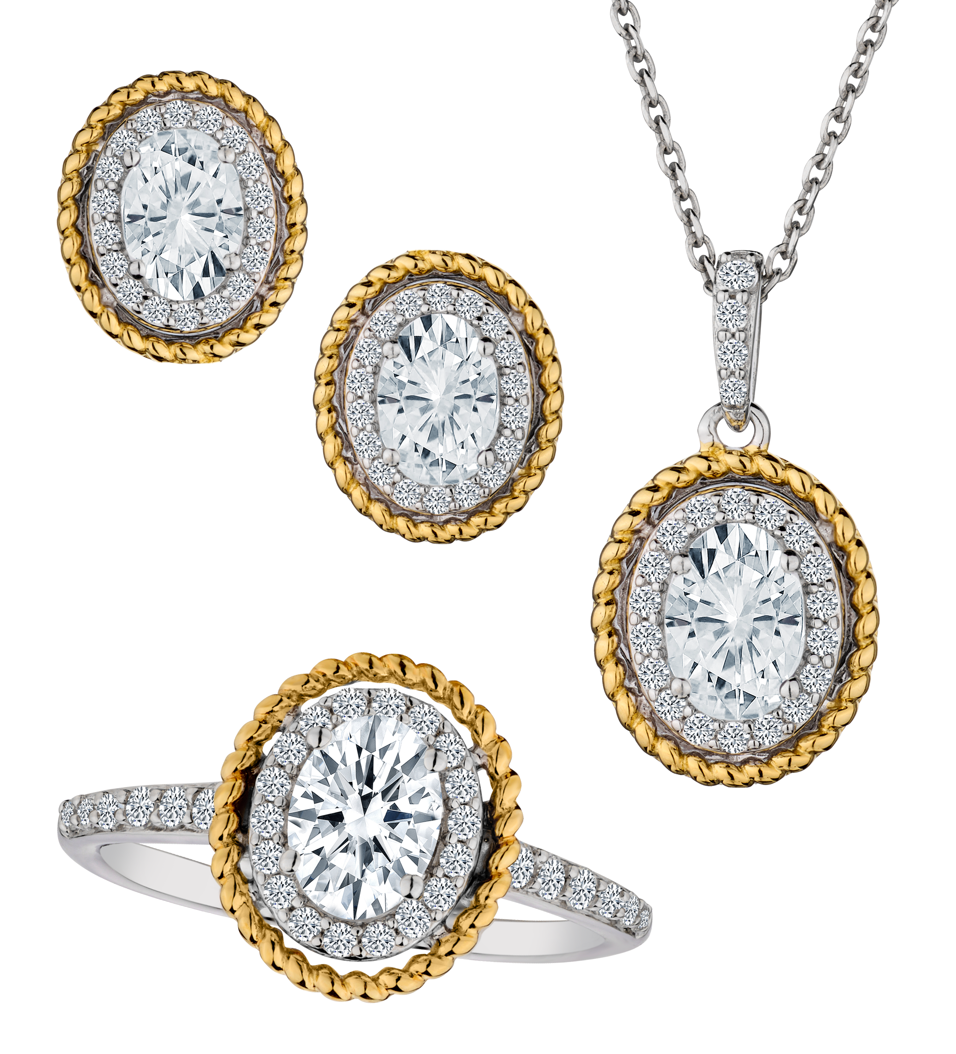 Created White Sapphire Ring, Earring, & Necklace Set, Silver.....................NOW