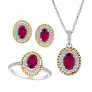 Created Ruby Ring, Earring, & Necklace Set, Silver.....................NOW-1