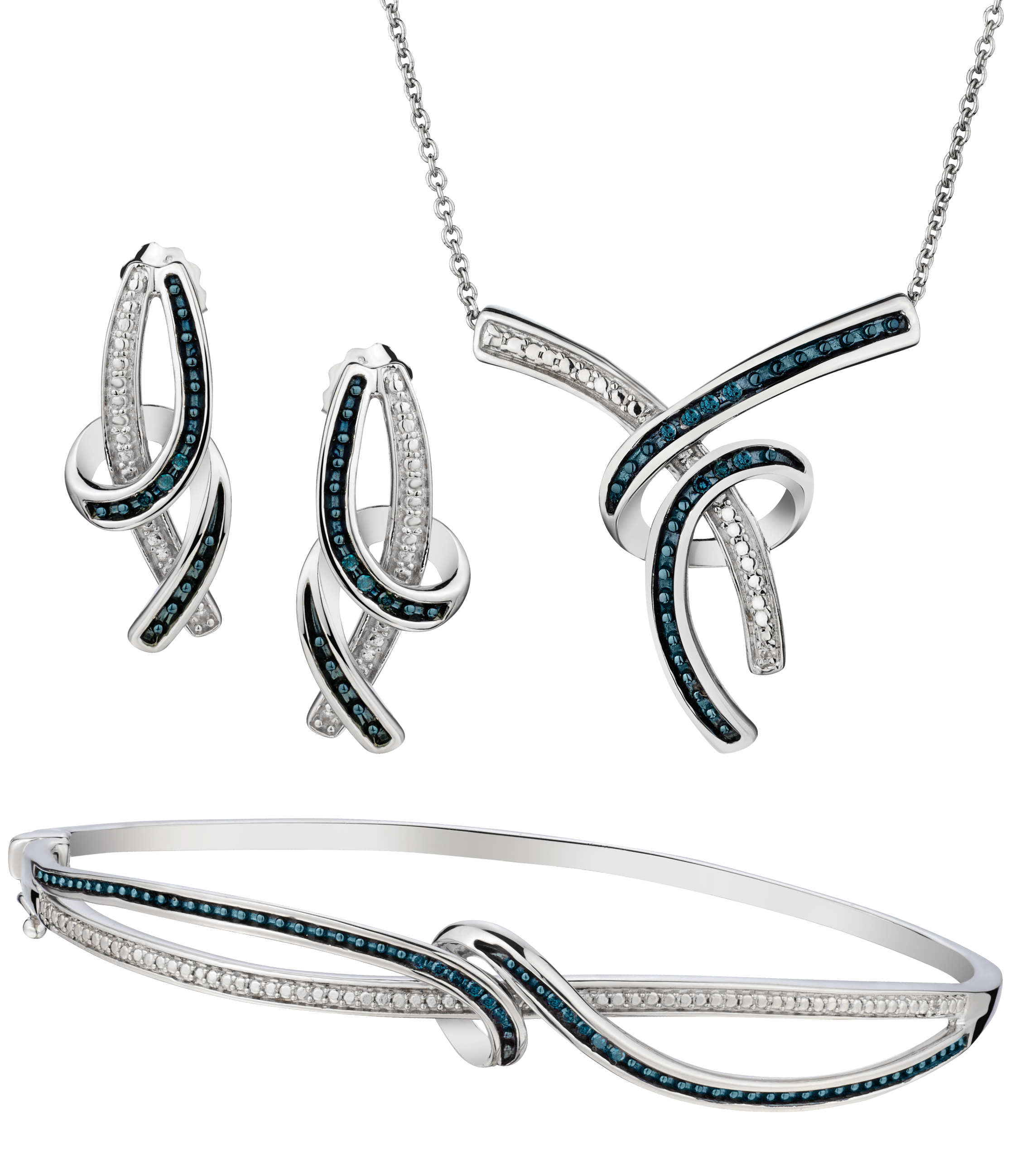 .18 Carat of Blue & White Diamond Set, Silver.....................NOW ...