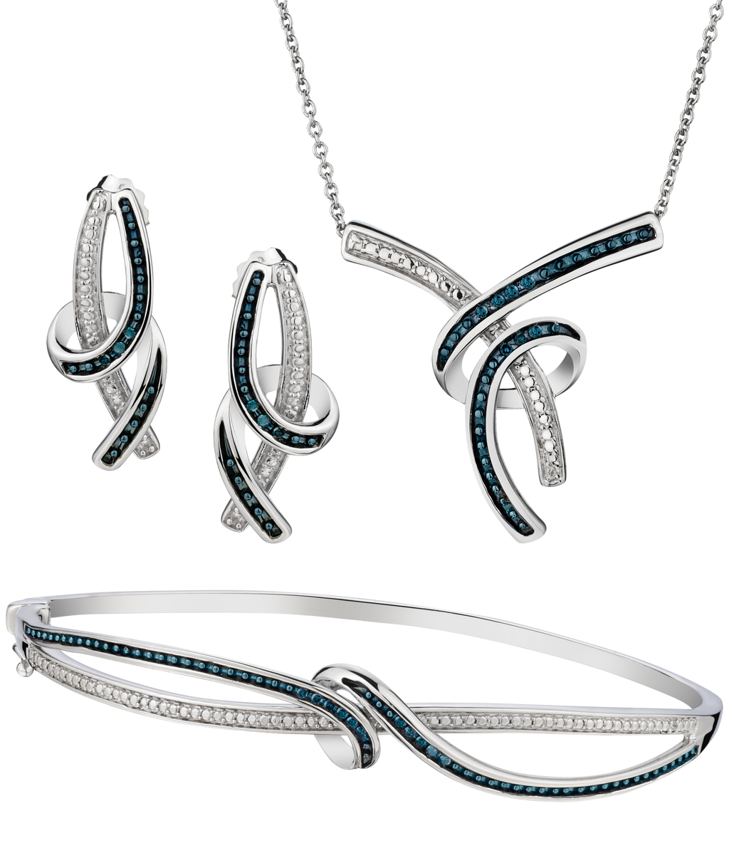 .18 Carat of Blue & White Diamond Set, Silver.....................NOW