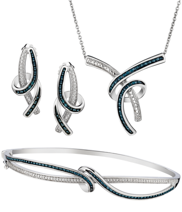 .18 Carat of Blue & White Diamond Set, Silver.....................NOW