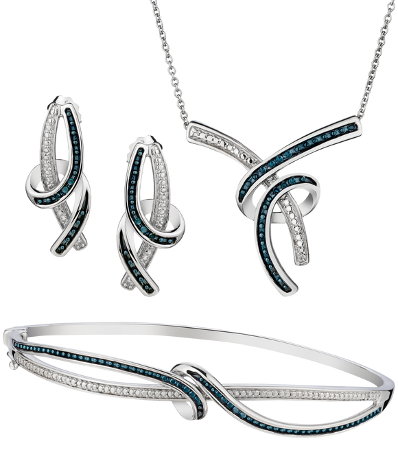 .18 Carat of Blue & White Diamond Set, Silver.....................NOW