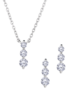 .60 Carat of Lab Grown Diamonds "Past, Present, Future" Earrings and Necklace Set, Silver.....................NOW