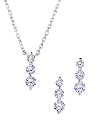 .60 Carat of Lab Grown Diamonds "Past, Present, Future" Earrings and Necklace Set, Silver.....................NOW