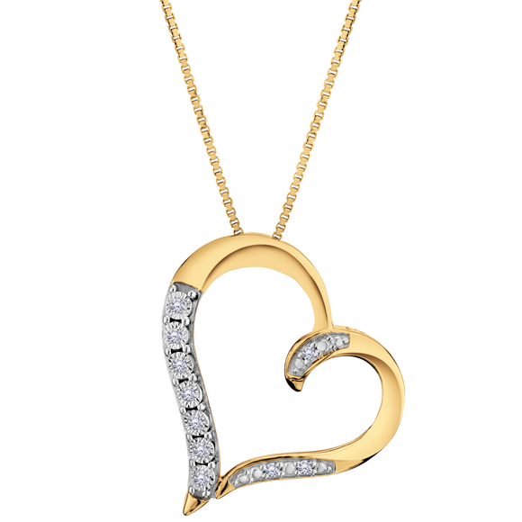 .12 Carat Of Lab Grown Diamonds Heart Pendant, Silver (Yellow Gold Plated).....................NOW
