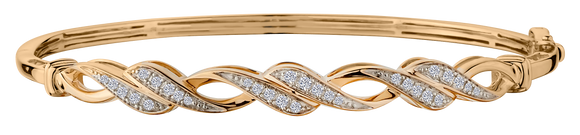 .25 Carat of Diamond Bangle, 10kt Yellow Gold.......................NOW