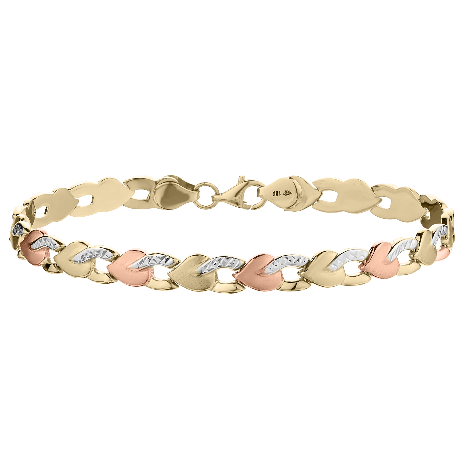 Diamond Cut Hearts & Kisses Bracelet Necklace Set 10K Yellow Gold Plated  Silver | eBay