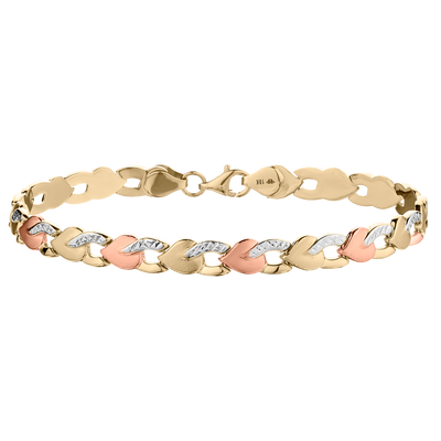Heart Gold Bracelet, 10kt Tri-Colour.............NOW