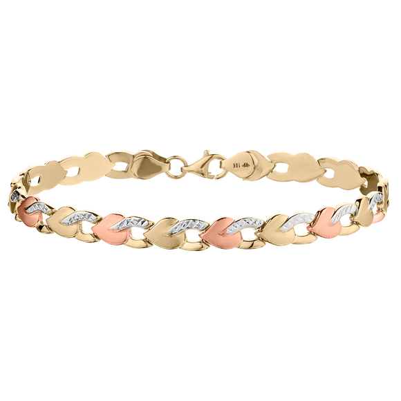 Heart Gold Bracelet, 10kt Tri-Colour.............NOW
