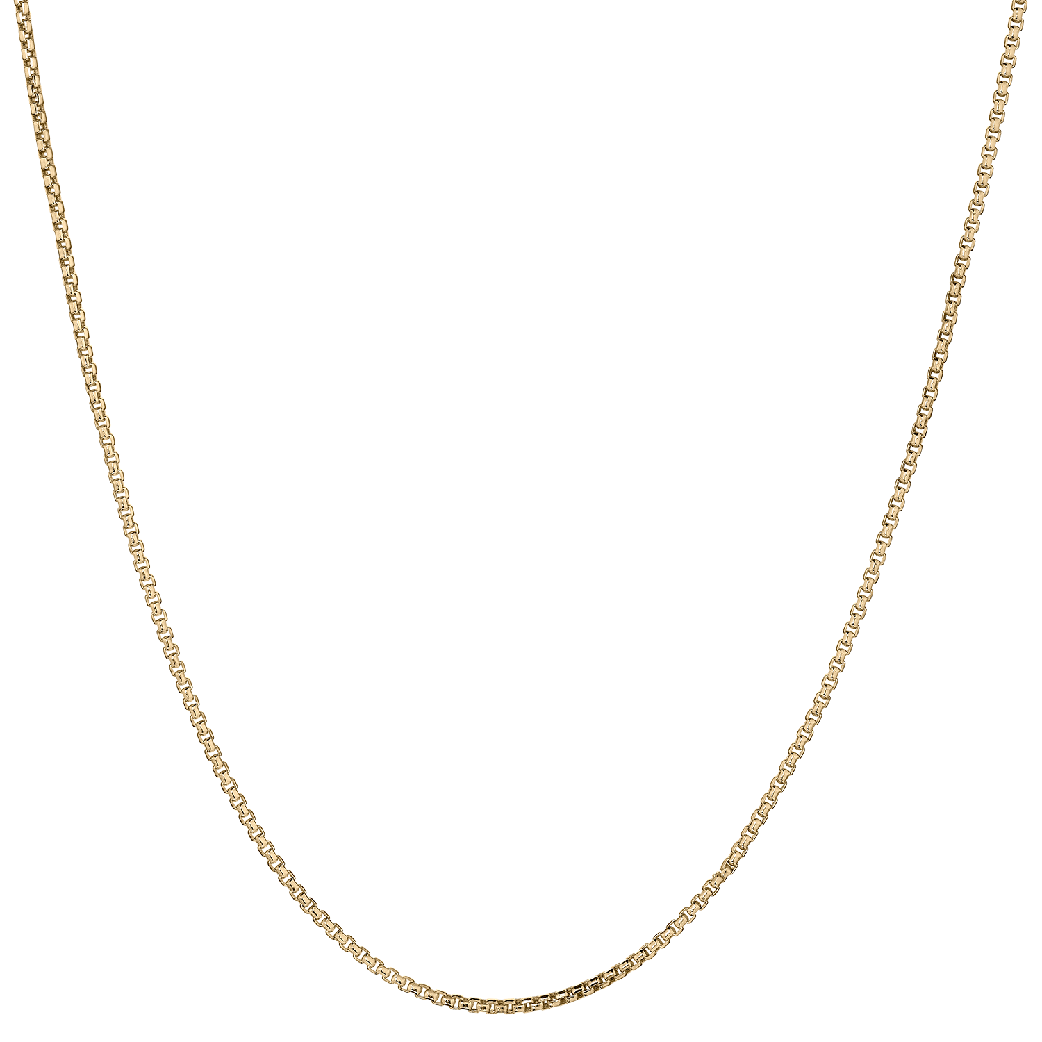 Round Box Chain 18",  10kt Yellow Gold. Necklaces and Pendants. Griffin Jewellery Designs. 