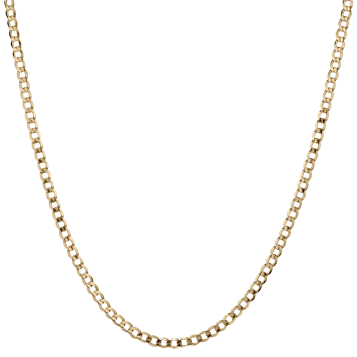Hollow Curb Chain 18",  10kt Yellow Gold. Necklaces and Pendants. Griffin Jewellery Designs. 