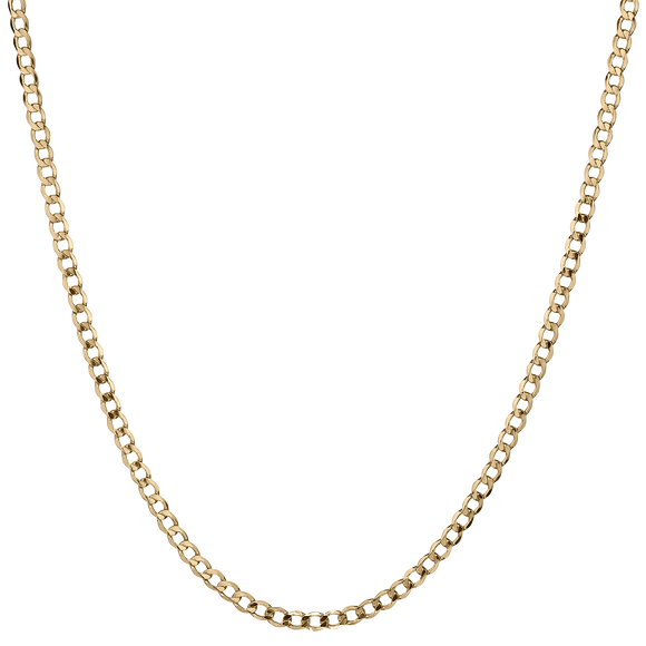 Hollow Curb Chain 18",  10kt Yellow Gold. Necklaces and Pendants. Griffin Jewellery Designs. 