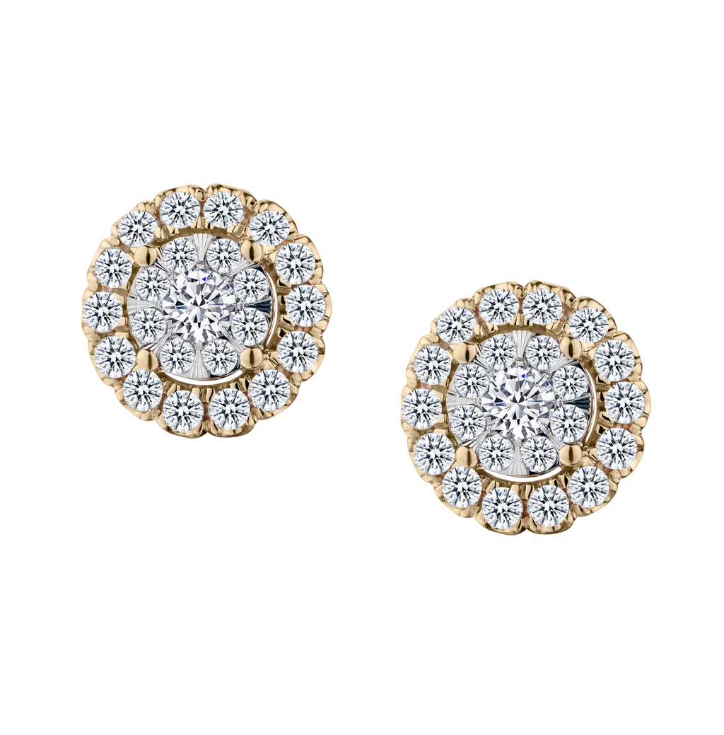 1.00 Carat of Diamonds Halo Stud Earrings, 10kt Yellow Gold.....................NOW