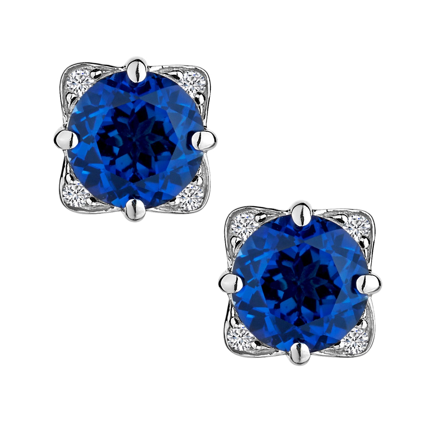Created Blue & White Sapphire Stud Earrings, Silver.......................NOW