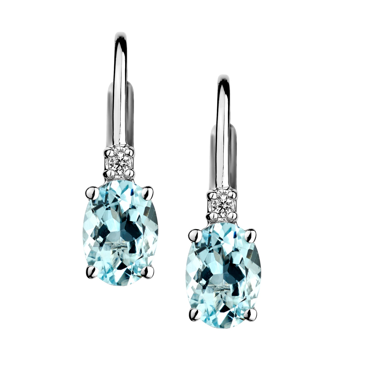 Genuine Aquamarine & White Sapphire Drop Earrings,  Sterling Silver. Griffin Jewellery Designs