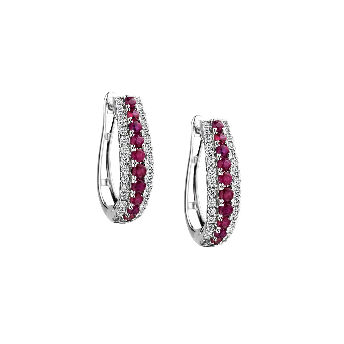 Genuine Ruby and .75 Carat Diamond Earrings, 10kt White Gold and 14kt White Gold Post.......................NOW