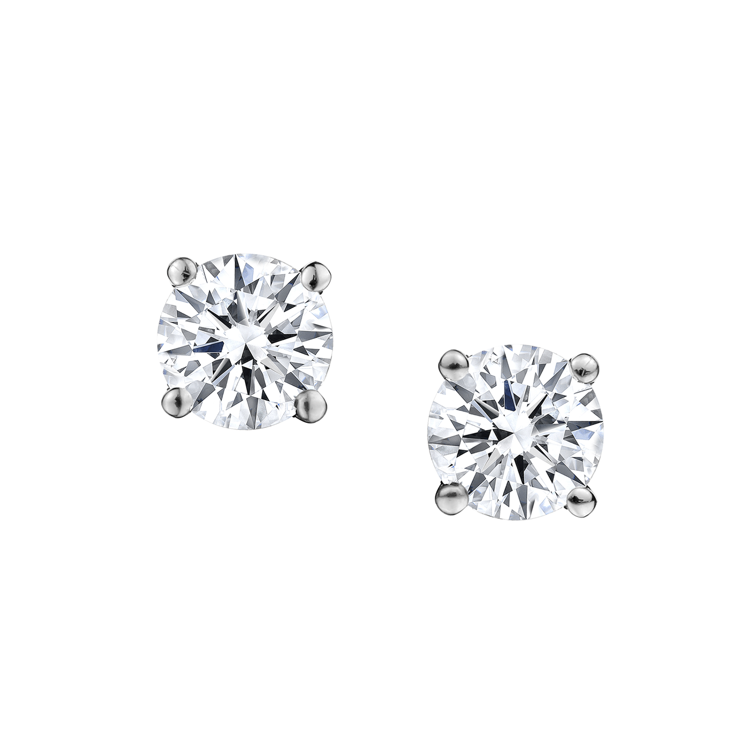 Lab Grown Diamond Stud Earrings Round 075 ct tw DE VS 14k White Gold  4Prong Basket  DiamondStudscom