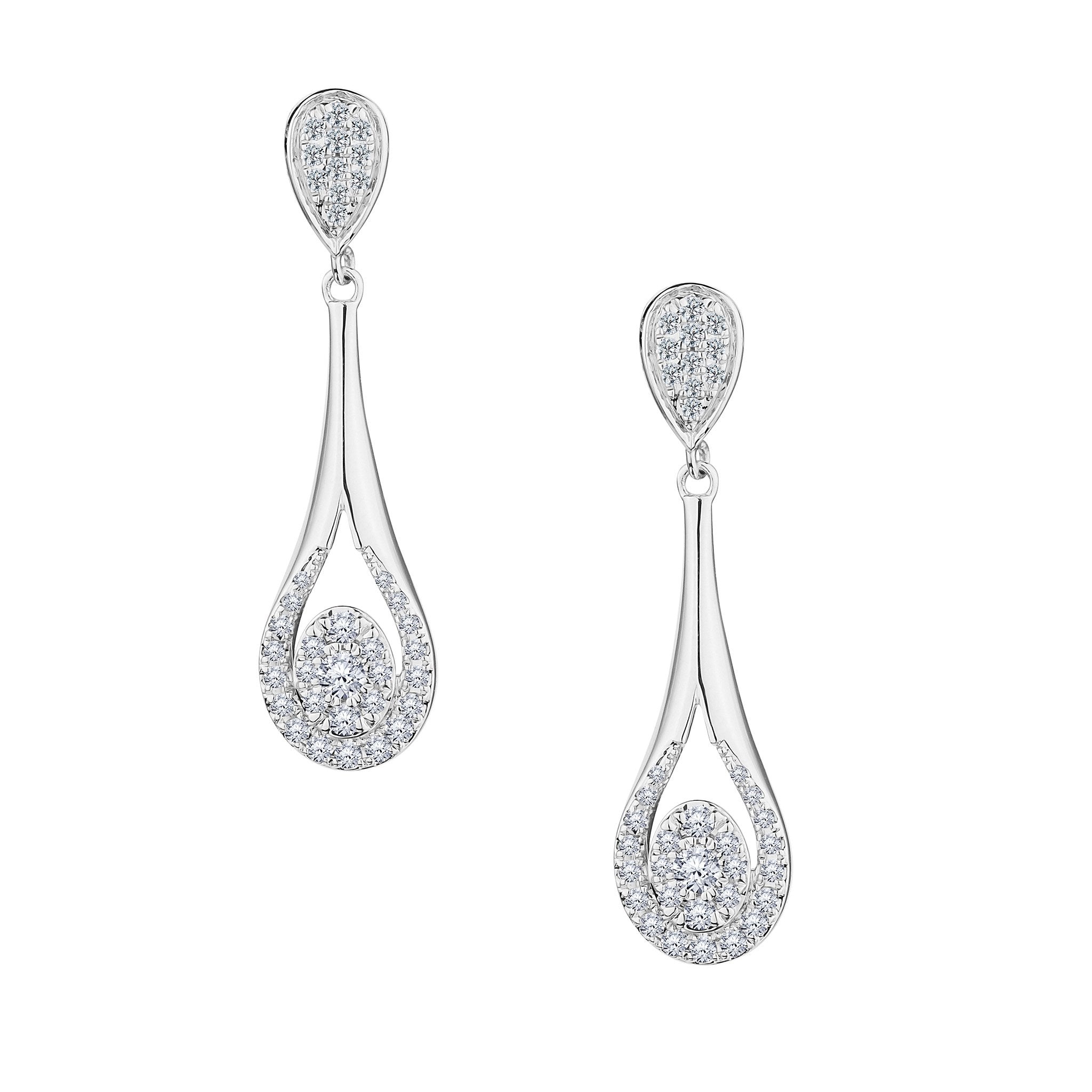 .50 Carat Diamond Drop Earrings,  14kt White Gold. Griffin Jewellery Designs