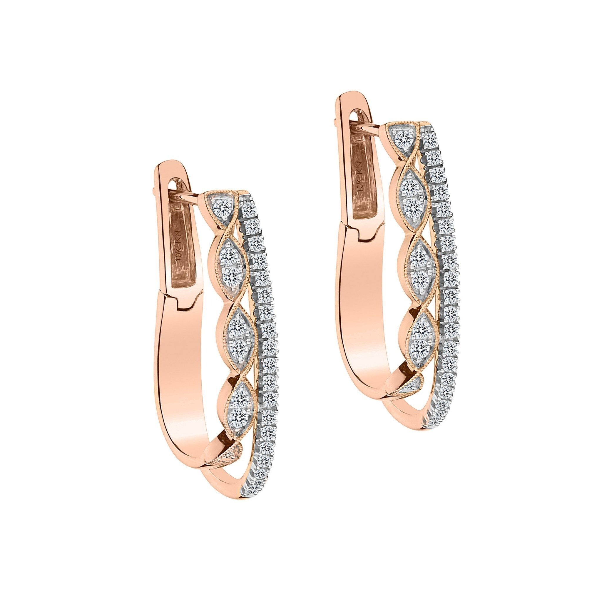 .50 CARAT DIAMOND EARRINGS, 10kt ROSE GOLD. Hoops. Hoop Earrings. Griffin Jewellery Designs