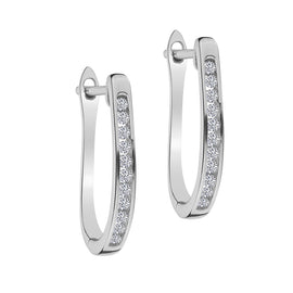 .25 CARAT DIAMOND HOOP EARRINGS, 10kt WHITE GOLD. Hoops. Hoop Earrings. Griffin Jewellery Designs