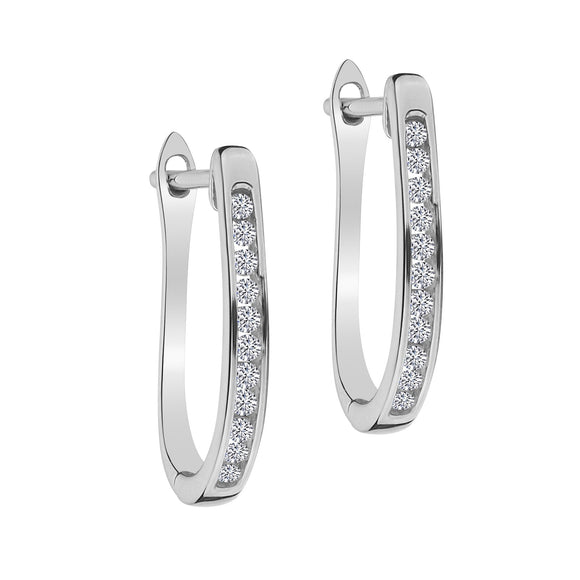 .25 CARAT DIAMOND HOOP EARRINGS, 10kt WHITE GOLD. Hoops. Hoop Earrings. Griffin Jewellery Designs