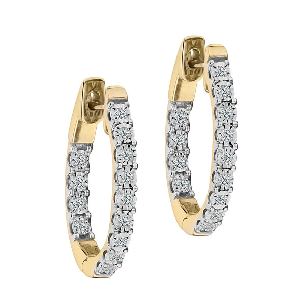 .50 Carat Diamond "Inside-Outside" Hoop Earrings,  10kt Yellow Gold. Hoops. Hoop Earrings. Griffin Jewellery Designs