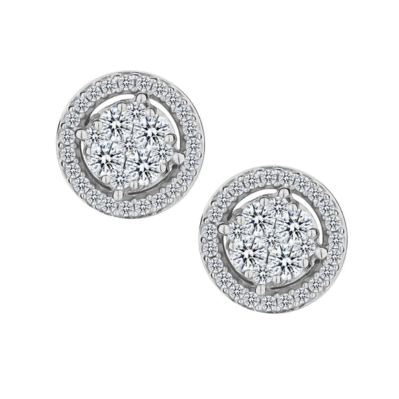 .75 CARAT DIAMOND "HALO" EARRINGS, 14kt WHITE GOLD…......................NOW