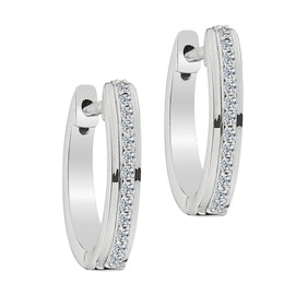 .15 CARAT DIAMOND HUGGY EARRINGS, 10kt WHITE GOLD. Hoops. Hoop Earrings. Griffin Jewellery Designs